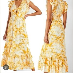 Express Floral Yellow and White Maxi Dress